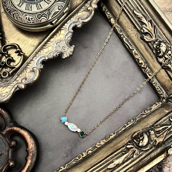 NADRI • Gold Semiprecious Three Stone Fizzy Necklace - Picture 3 of 3